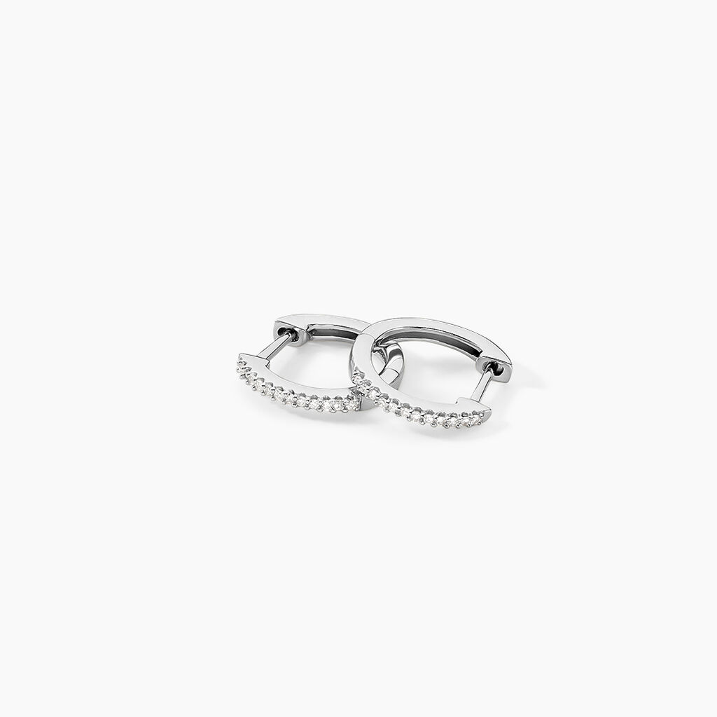 Cr&eacute;oles Aryanna Rondes Or Blanc Diamant - Boucles d'oreilles pierres pr&eacute;cieuses Femme | Histoire d&rsquo;Or