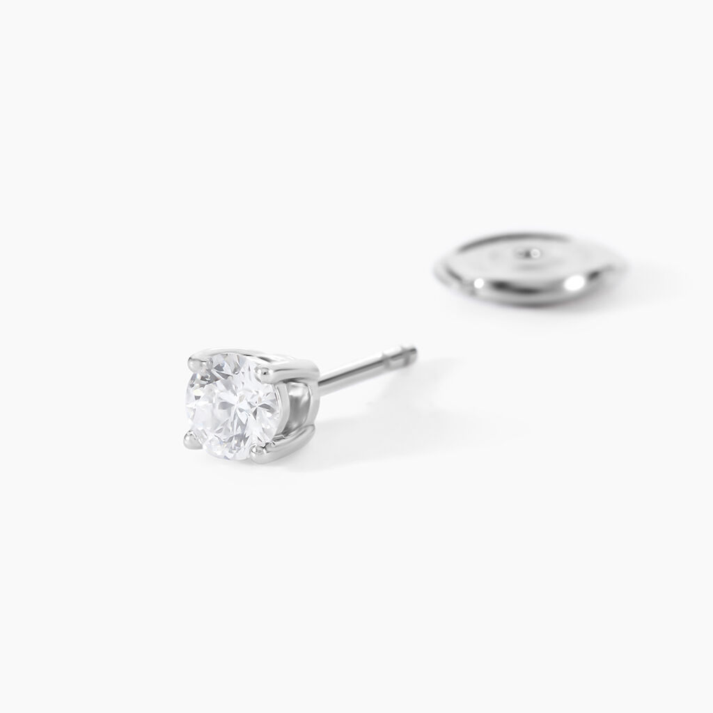 Boucles D'Oreilles Puces One Or Blanc Diamants - Boucles d'oreilles pierres pr&eacute;cieuses Femme | Histoire d&rsquo;Or