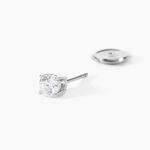 Boucles D'Oreilles Puces One Or Blanc Diamants - Boucles d'oreilles pierres pr&eacute;cieuses Femme | Histoire d&rsquo;Or