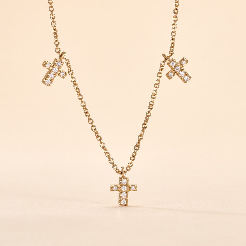 Collier Fatos Plaqu&eacute; Or Jaune Oxyde De Zirconium - Anniversaire Femme | Histoire d&rsquo;Or