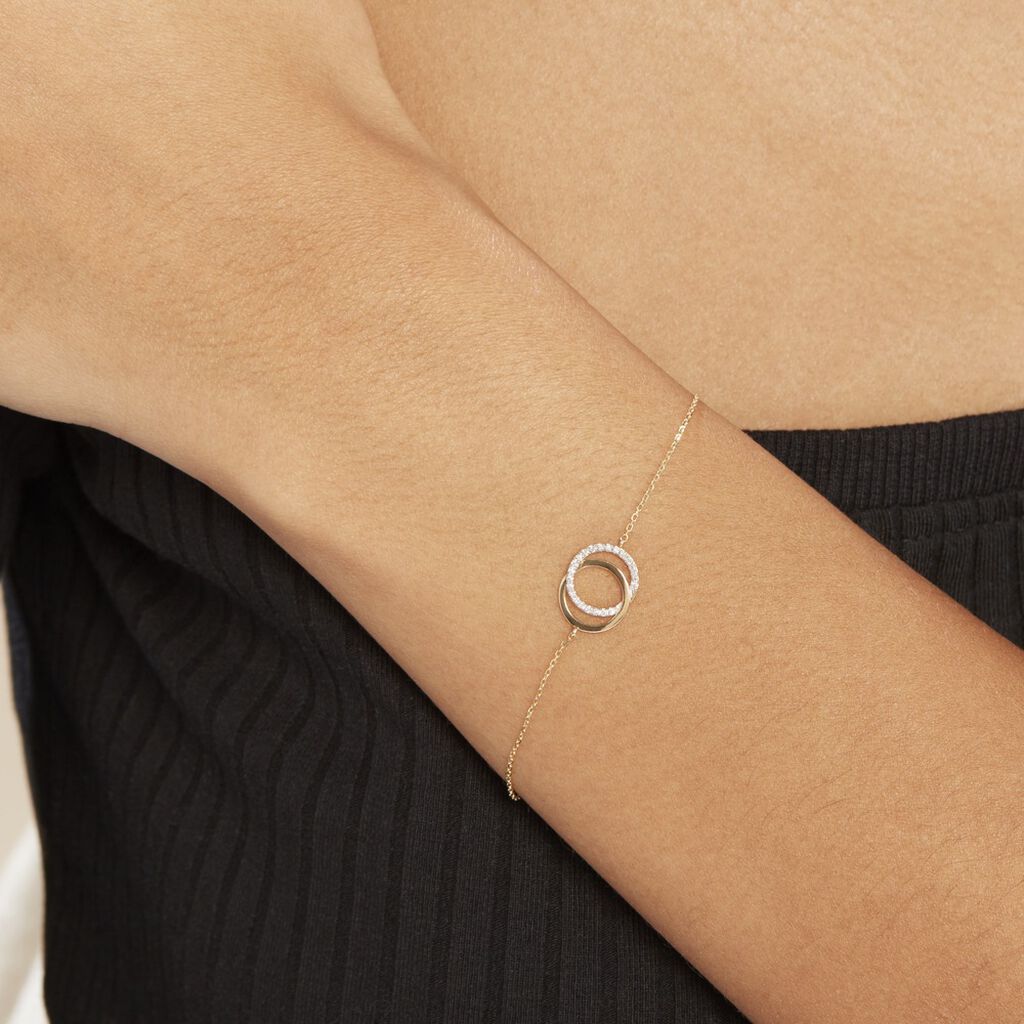 Bracelet Or Jaune Tresha Diamants - Bracelets Anneaux Entrelaces Femme | Histoire d&rsquo;Or