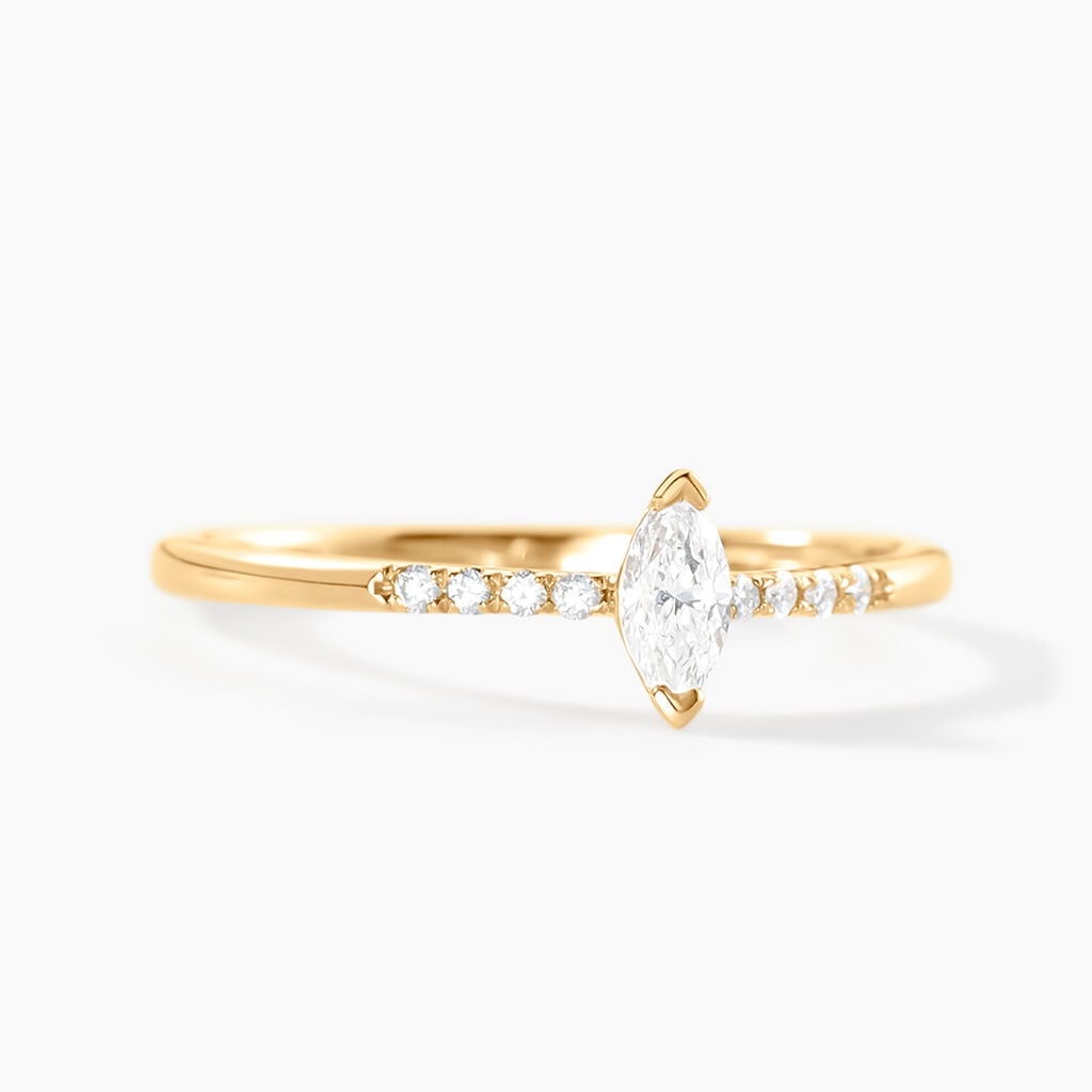 Bague Thelonius Or Jaune Diamant Synth&eacute;tique - Bagues de fian&ccedil;ailles vintage Femme | Histoire d&rsquo;Or