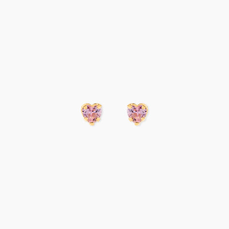 Boucles D'Oreilles Puces Leidi Or Jaune Oxyde De Zirconium - Boucles d'oreilles 18 carats Femme | Histoire d&rsquo;Or