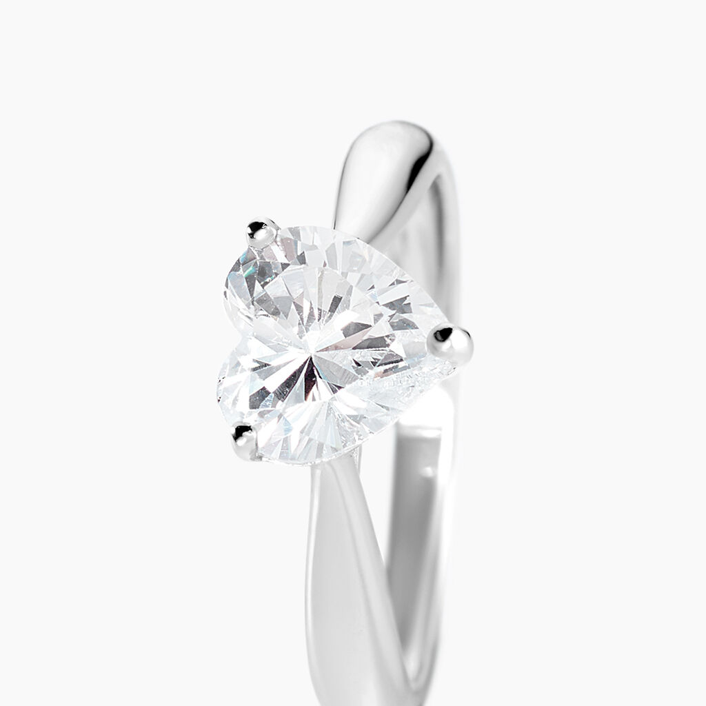 Bague Solitaire Geranium Argent Blanc Oxyde De Zirconium - Solitaires classiques Femme | Histoire d&rsquo;Or