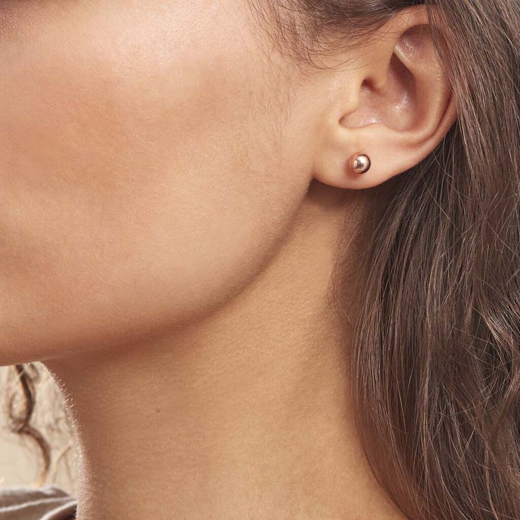Boucles D'oreilles Puces Fidelia Boule Or Rose - Clous d'oreilles Femme | Histoire d&rsquo;Or