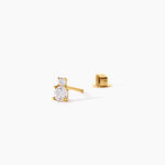 Boucles D'Oreilles Puces Constancia Argent Dor&eacute; A L'Or 750/1000 Oxyde De Zirconium - Boucles d'oreilles empierr&eacute;es Enfant | Histoire d&rsquo;Or