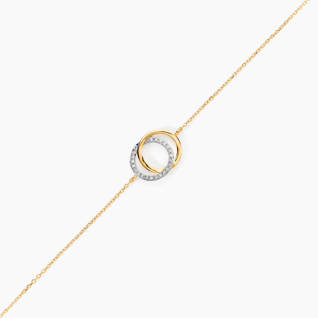 Bracelet Or Jaune Tresha Diamants - Bracelets Anneaux Entrelaces Femme | Histoire d&rsquo;Or