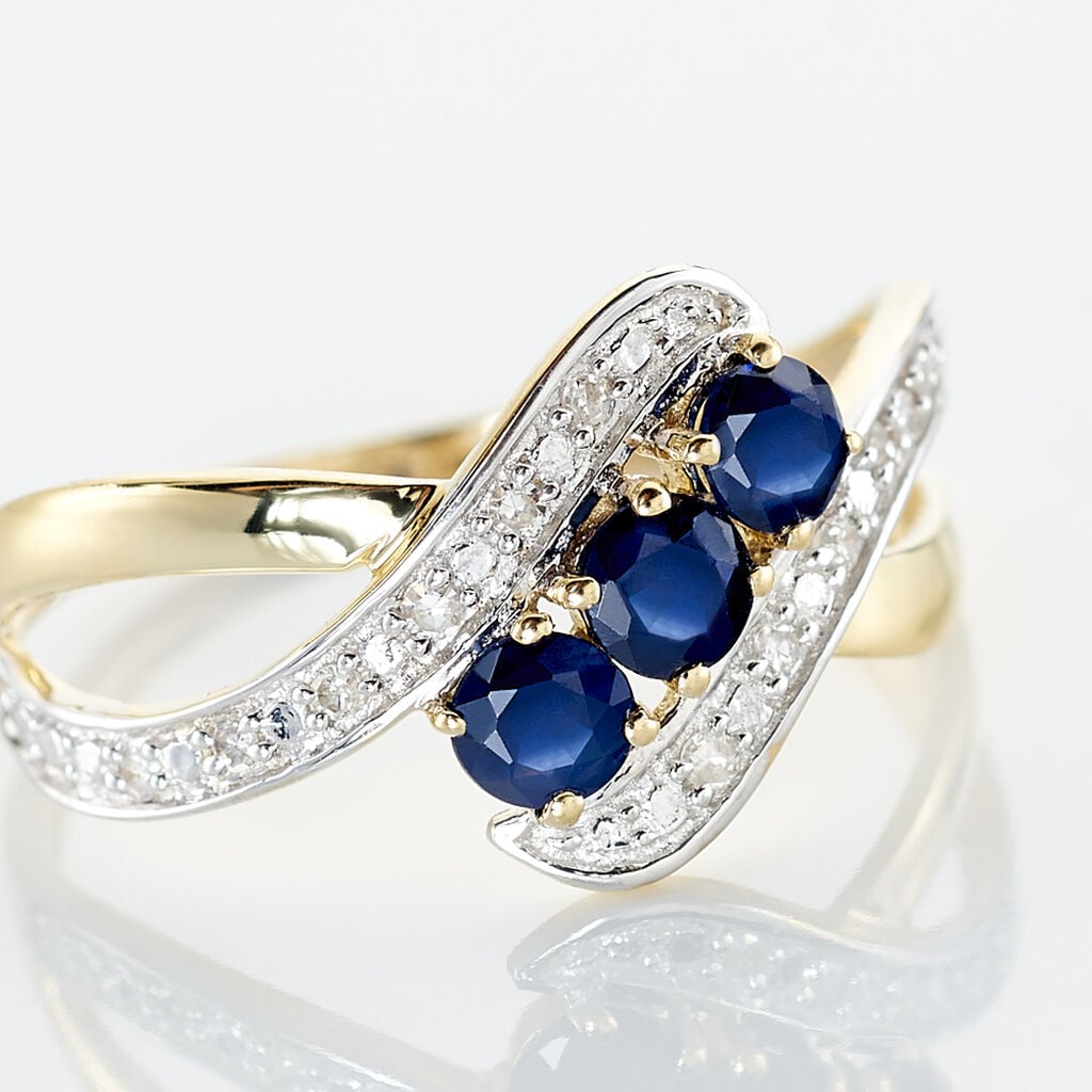 Bague Simma Or Jaune Saphir Et Diamant - Bagues de fian&ccedil;ailles vintage Femme | Histoire d&rsquo;Or