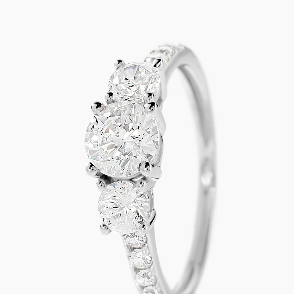 Bague Jennifere Or Blanc Oxyde - Bagues de fian&ccedil;ailles ronde Femme | Histoire d&rsquo;Or