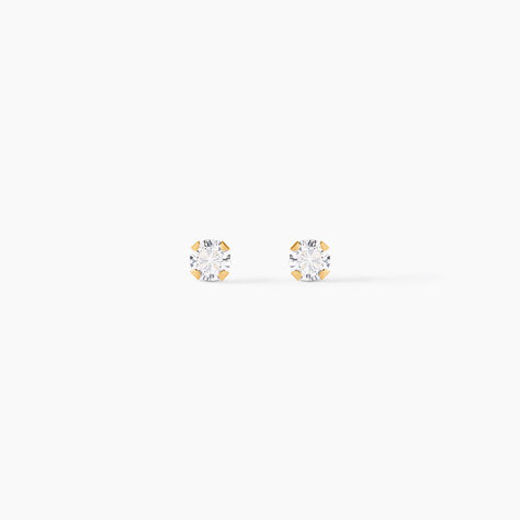 Boucles D'oreilles Puces Eddie Or Jaune Oxyde De Zirconium - Boucles d'oreilles empierr&eacute;es Femme | Histoire d&rsquo;Or