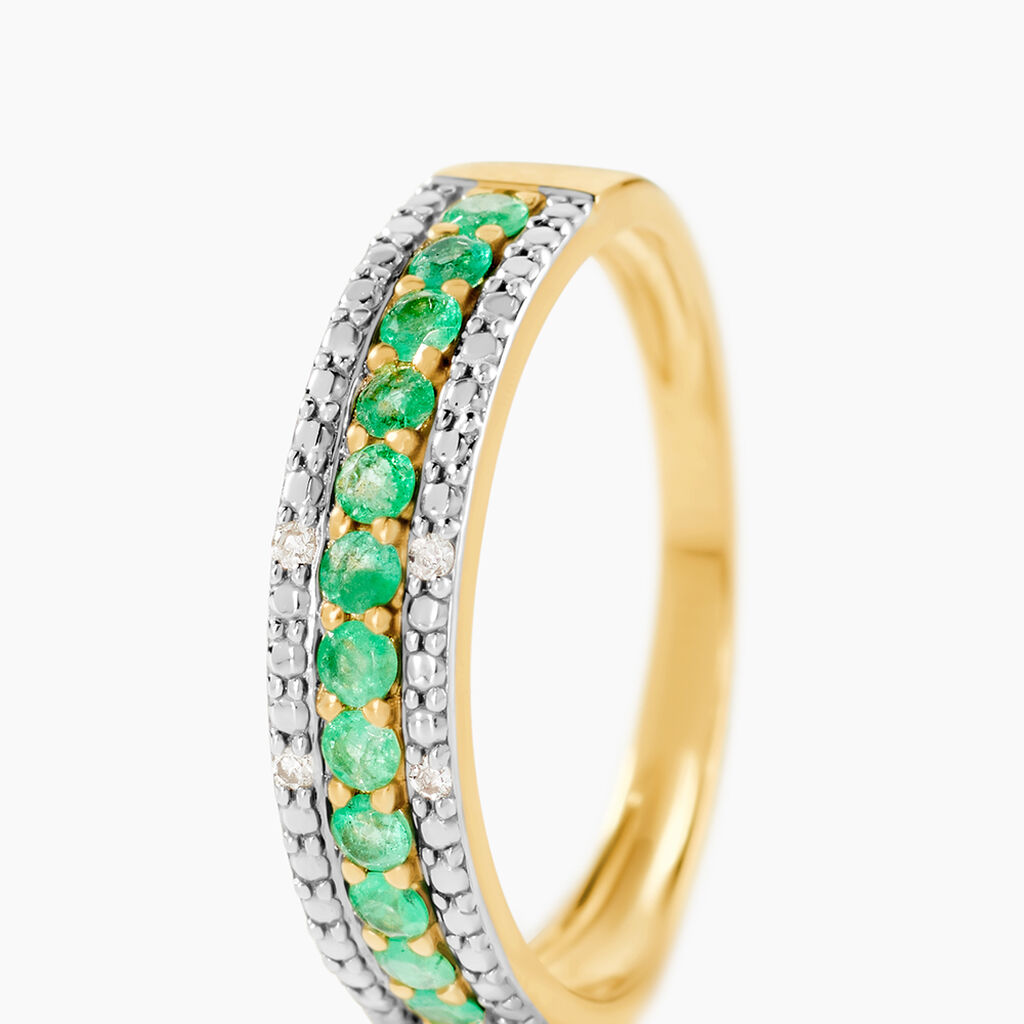 Bague Amias Or Jaune Emeraude Diamant - Bagues pierres pr&eacute;cieuses Femme | Histoire d&rsquo;Or