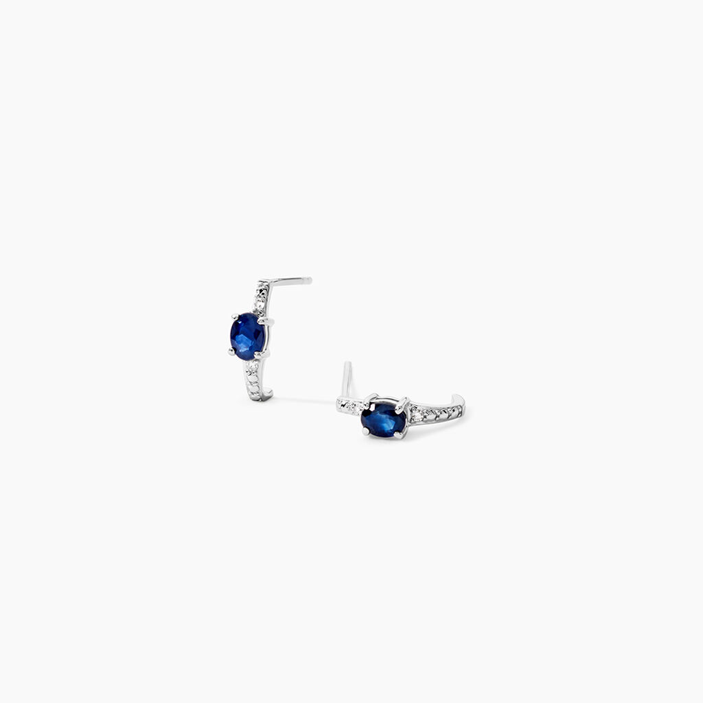 Demi Cr&eacute;oles Barrett Or Blanc Saphir Diamant - Boucles d'oreilles pierres pr&eacute;cieuses Femme | Histoire d&rsquo;Or
