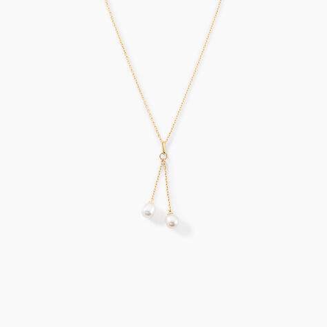 Collier Carrine 2 Fils Or Jaune Perle De Culture - Colliers pierre Femme | Histoire d&rsquo;Or