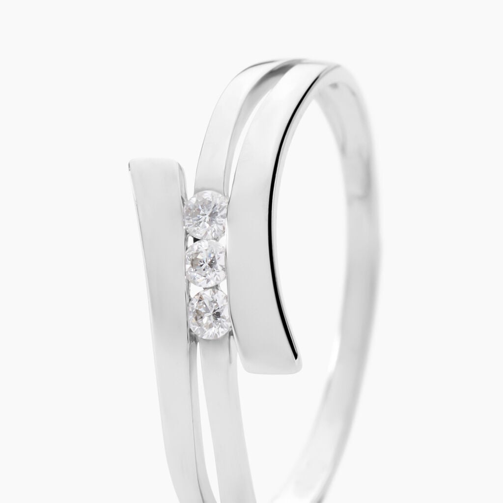 Bague Triptyque Or Blanc Diamant - Bagues de fian&ccedil;ailles vintage Femme | Histoire d&rsquo;Or