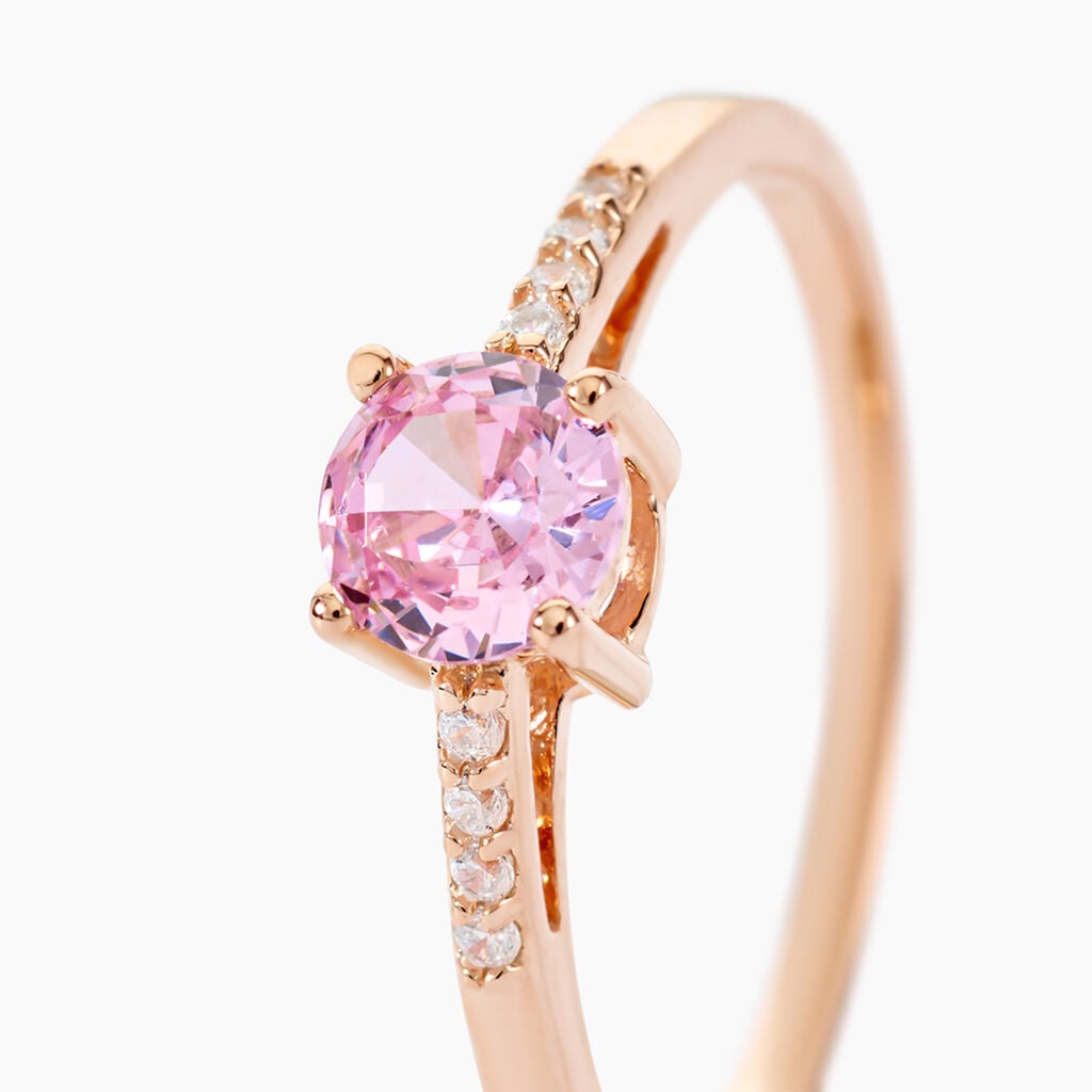 Bague Rio Argent Rose Oxyde De Zirconium - Bagues de fian&ccedil;ailles ronde Femme | Histoire d&rsquo;Or