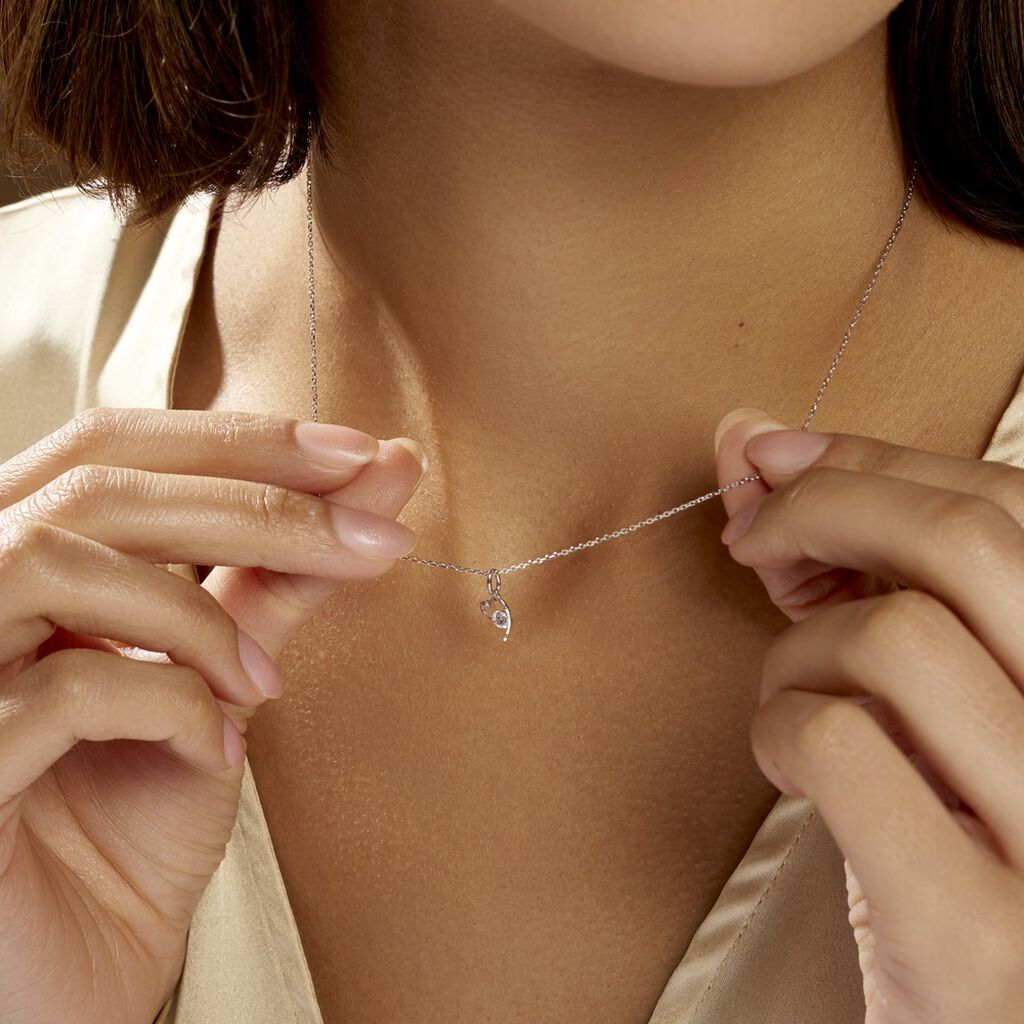 Collier Romance Or Blanc Oxyde De Zirconium - Anniversaire Femme | Histoire d&rsquo;Or