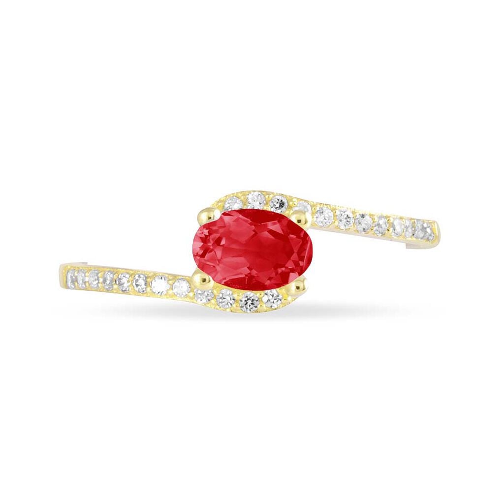 Bague Loriane Or Jaune Rubis Et Diamant - Bagues de fian&ccedil;ailles ovale Femme | Histoire d&rsquo;Or