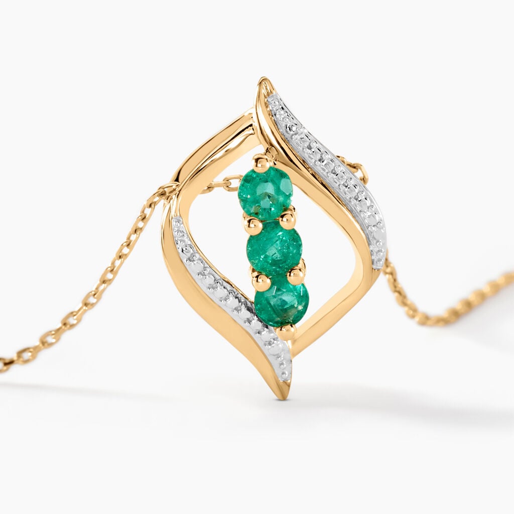 Collier Shahara Or Jaune Emeraude - Colliers pierre Femme | Histoire d&rsquo;Or