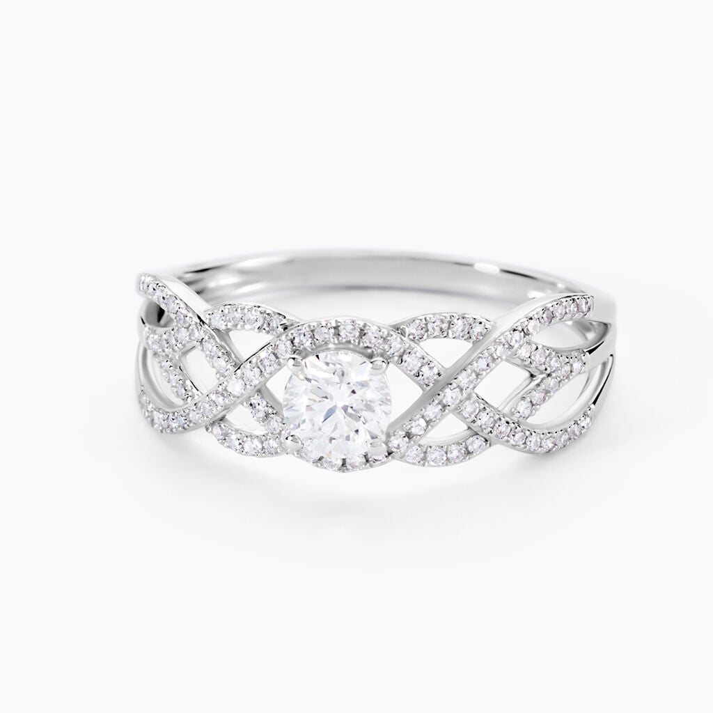 Bague Solitaire Kendra Or Blanc Diamant - Bagues de fian&ccedil;ailles vintage Femme | Histoire d&rsquo;Or