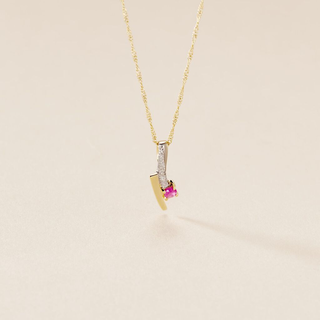 Pendentif Mahya Or Jaune Rubis - Pendentifs empierr&eacute;s Femme | Histoire d&rsquo;Or