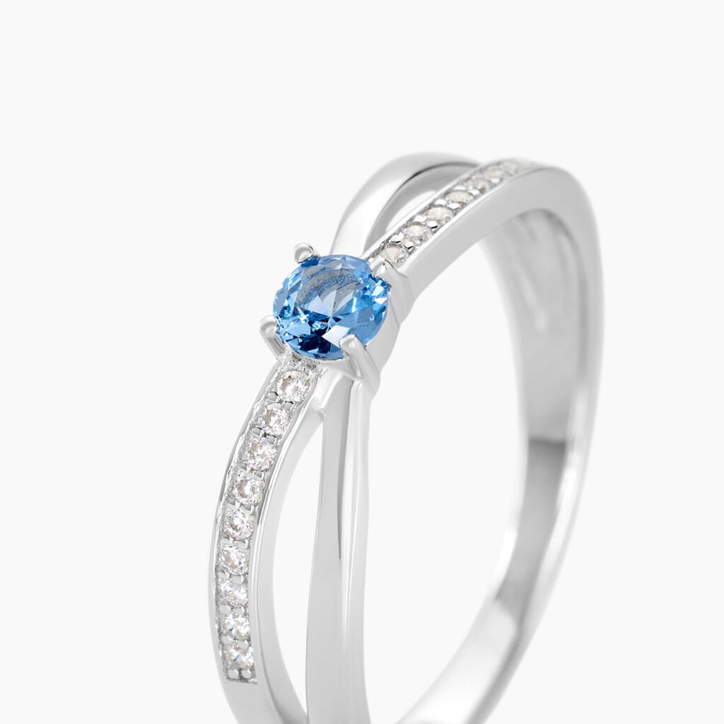 Bague Bertheline Argent Blanc Oxyde De Zirconium - Bagues de fian&ccedil;ailles ronde Femme | Histoire d&rsquo;Or