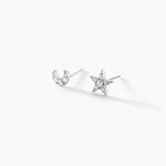 Boucles D'oreilles Puces Eden Or Blanc Oxyde De Zirconium - Boucles d'oreilles empierr&eacute;es Femme | Histoire d&rsquo;Or