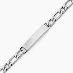 Bracelet Identit&eacute;e Miro Acier Blanc - Gourmettes Homme | Histoire d&rsquo;Or