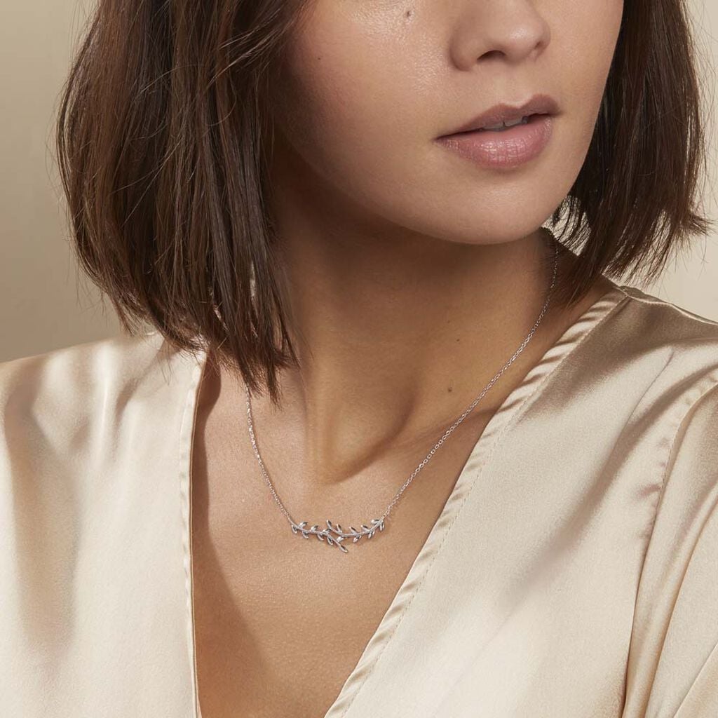 Collier Folia Argent Blanc - Colliers fantaisie Femme | Histoire d&rsquo;Or