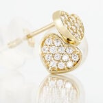 Boucles D'oreilles Puces Giosue Coeur Plein Or Jaune Oxyde De Zirconium - Boucles d'oreilles empierr&eacute;es Famille | Histoire d&rsquo;Or