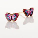 Boucles D'oreilles Puces Aurida Papillon Or Jaune - Boucles d'oreilles empierr&eacute;es Enfant | Histoire d&rsquo;Or