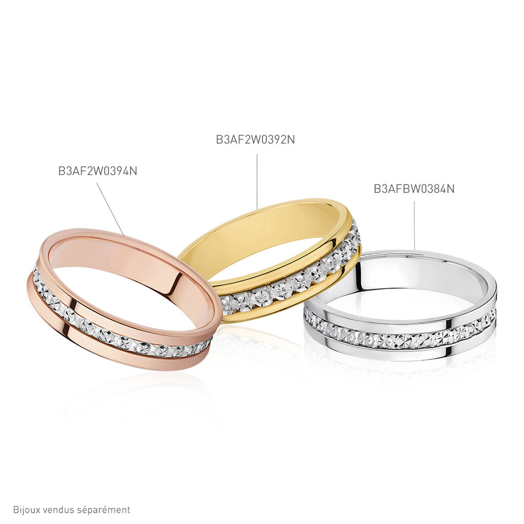 Alliance Fantaisie Diamantee Ruban Plat Or Bicolore - Alliances Classiques Unisex | Histoire d&rsquo;Or