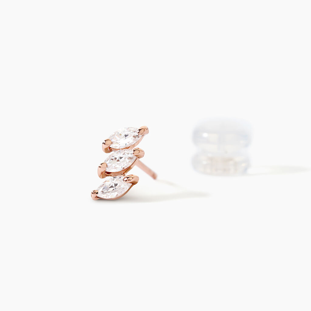 Boucles D'oreilles Puces Edma Or Rose Oxyde De Zirconium - Boucles d'oreilles empierr&eacute;es Femme | Histoire d&rsquo;Or