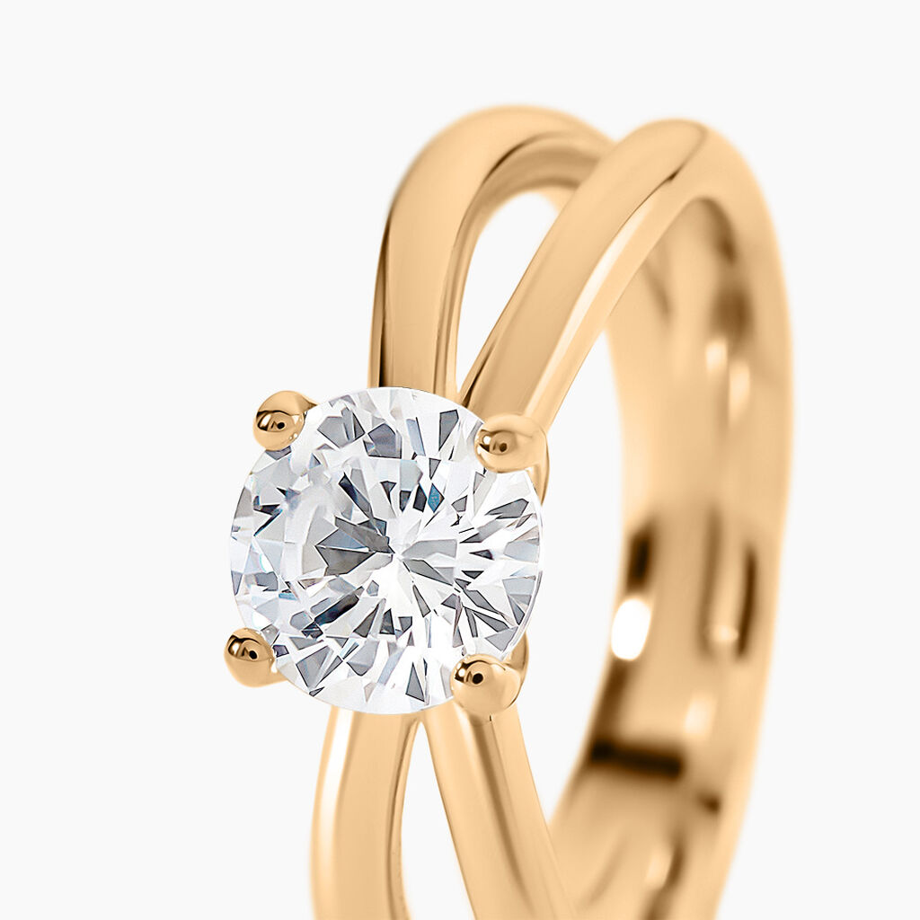 Bague Gen Plaqu&eacute; Or Oxyde De Zirconium - Bagues de fian&ccedil;ailles ronde Femme | Histoire d&rsquo;Or