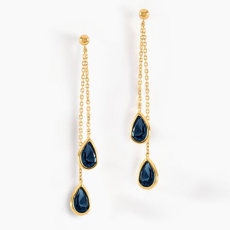 Boucles D'oreilles Pendantes Or Jaune Carlyn Topaze - Boucles d'oreilles empierr&eacute;es Femme | Histoire d&rsquo;Or