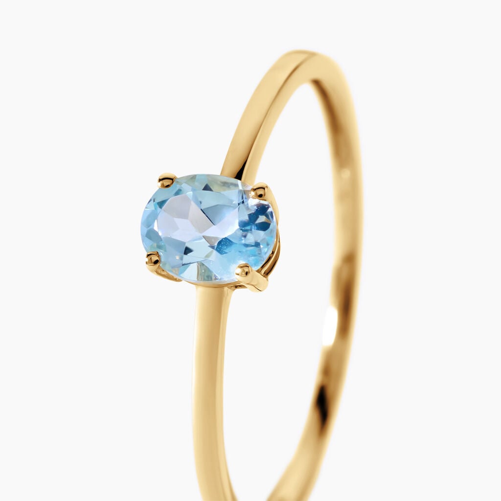 Bague Valentino Argent Dor&eacute; A L'Or 750/1000 Topaze - Bagues de fian&ccedil;ailles ovale Femme | Histoire d&rsquo;Or