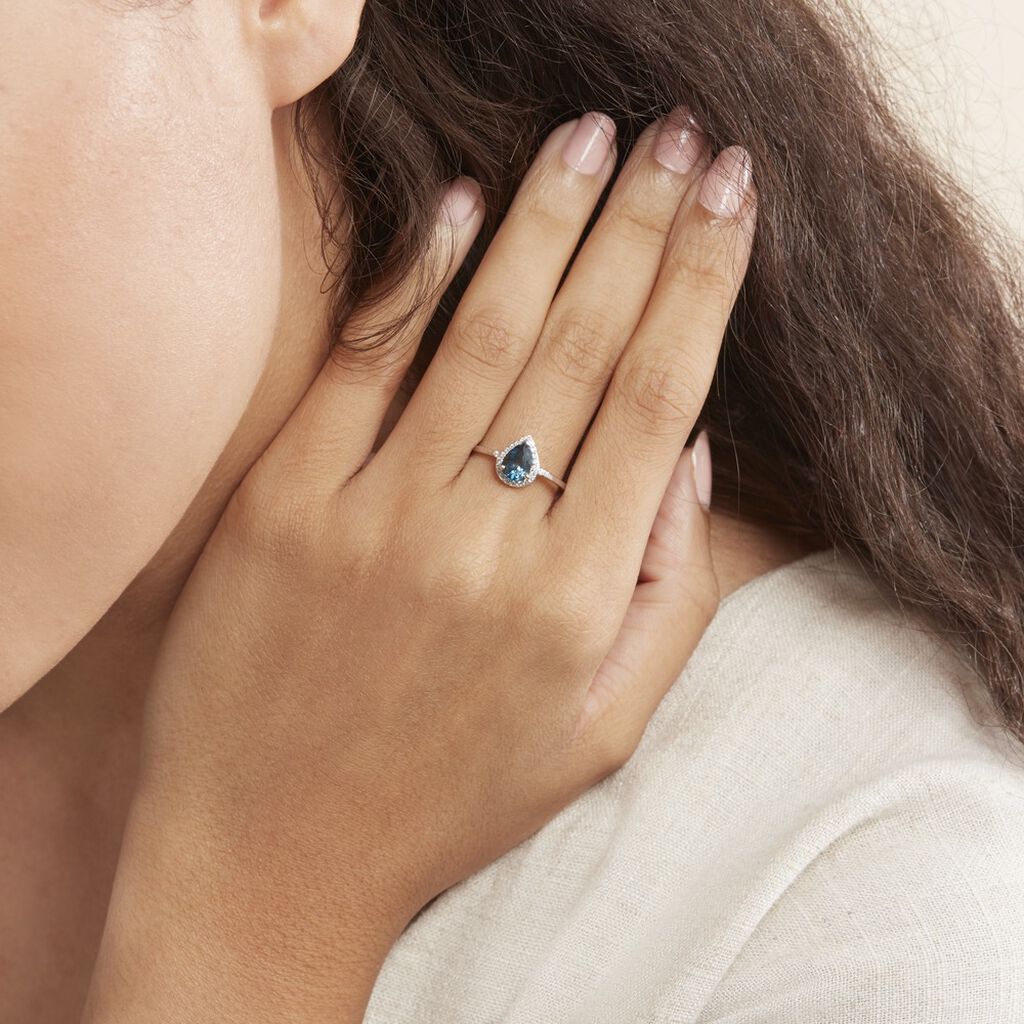 Bague Anatolie Or Blanc Topaze Et Oxyde De Zirconium - Bagues de fian&ccedil;ailles ovale Femme | Histoire d&rsquo;Or