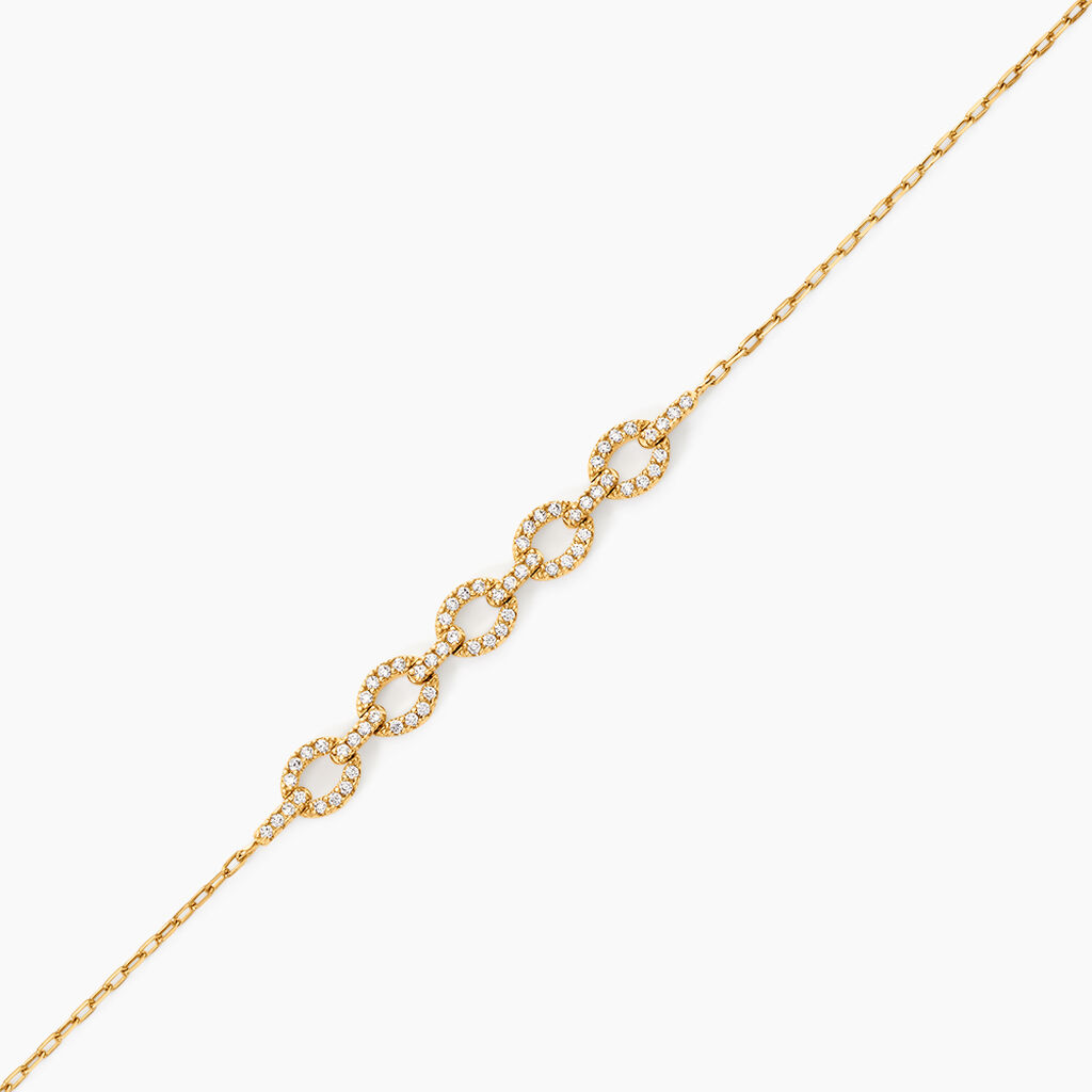 Bracelet Cinthya Argent Dor&eacute; A L'Or 750/1000 Oxyde De Zirconium - Bracelets Pierre Femme | Histoire d&rsquo;Or