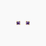 Boucles D'oreilles Puces Doreen Carre Or Jaune Oxyde De Zirconium - Boucles d'oreilles empierr&eacute;es Femme | Histoire d&rsquo;Or