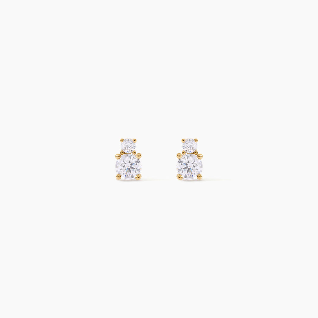Boucles D'Oreilles Puces Constancia Argent Dor&eacute; A L'Or 750/1000 Oxyde De Zirconium - Boucles d'oreilles empierr&eacute;es Enfant | Histoire d&rsquo;Or