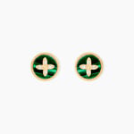 Boucles D'Oreilles Puces Talisman Or Jaune Malachite Diamant - Boucles d'oreilles empierr&eacute;es Femme | Histoire d&rsquo;Or