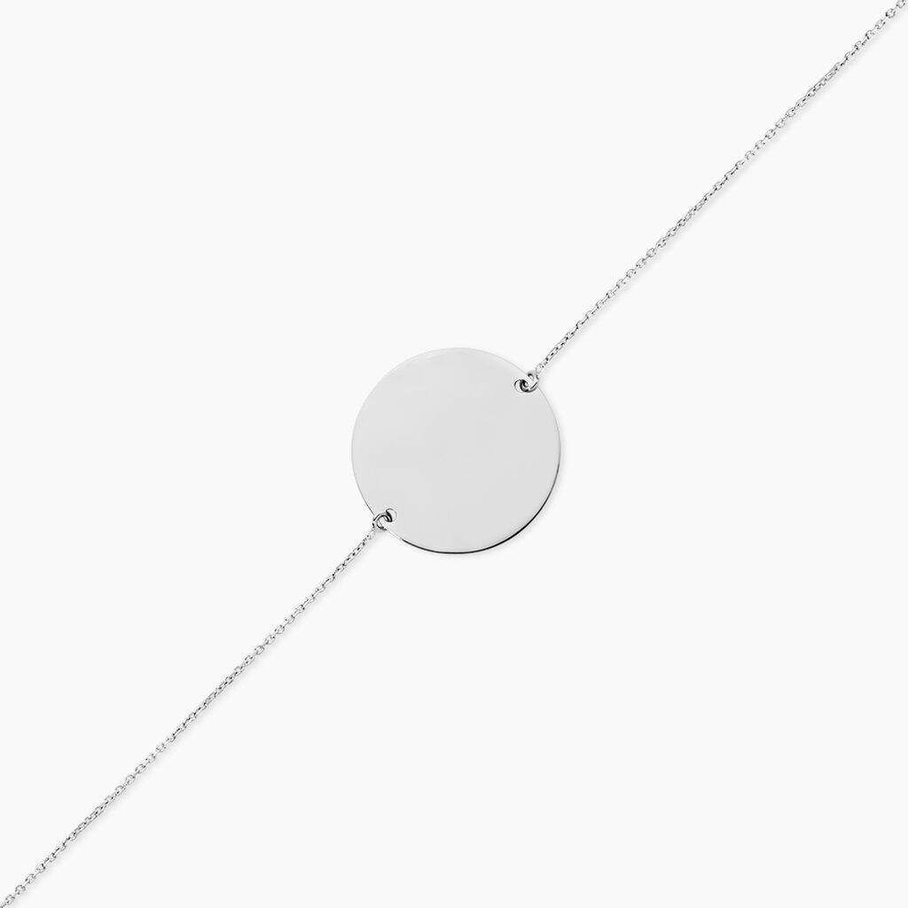 Bracelet Pastille Gravable Or Blanc - Bracelets Medailles Femme | Histoire d&rsquo;Or