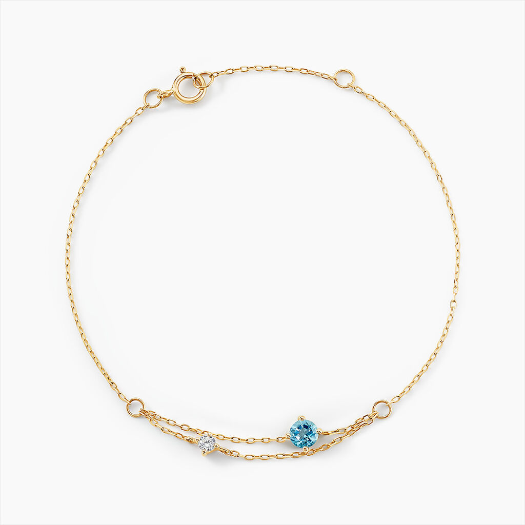 Bracelet Beaut&eacute; Bleut&eacute;e Or Jaune Topaze Oxyde De Zirconium - Bracelets Pierre Femme | Histoire d&rsquo;Or