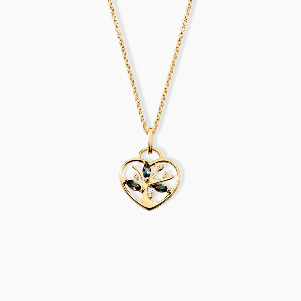 Pendentif Baylee Argent Dor&eacute; A L'Or 750/1000 Topaze Oxyde De Zirconium - Pendentifs empierr&eacute;s Femme | Histoire d&rsquo;Or