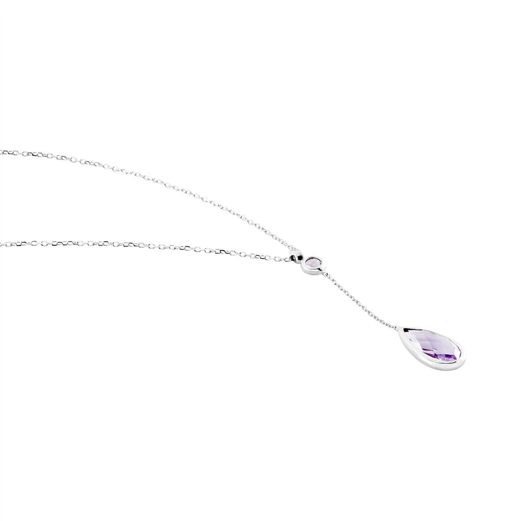 Collier Dennis Or Blanc Amethyste - Colliers pierre Femme | Histoire d&rsquo;Or