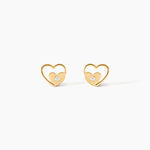 Boucles D'oreilles Puces Terentille Coeur Or Jaune Oxyde De Zirconium - Boucles d'oreilles empierr&eacute;es Enfant | Histoire d&rsquo;Or