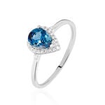 Bague Anatolie Or Blanc Topaze Et Oxyde De Zirconium - Bagues de fian&ccedil;ailles ovale Femme | Histoire d&rsquo;Or