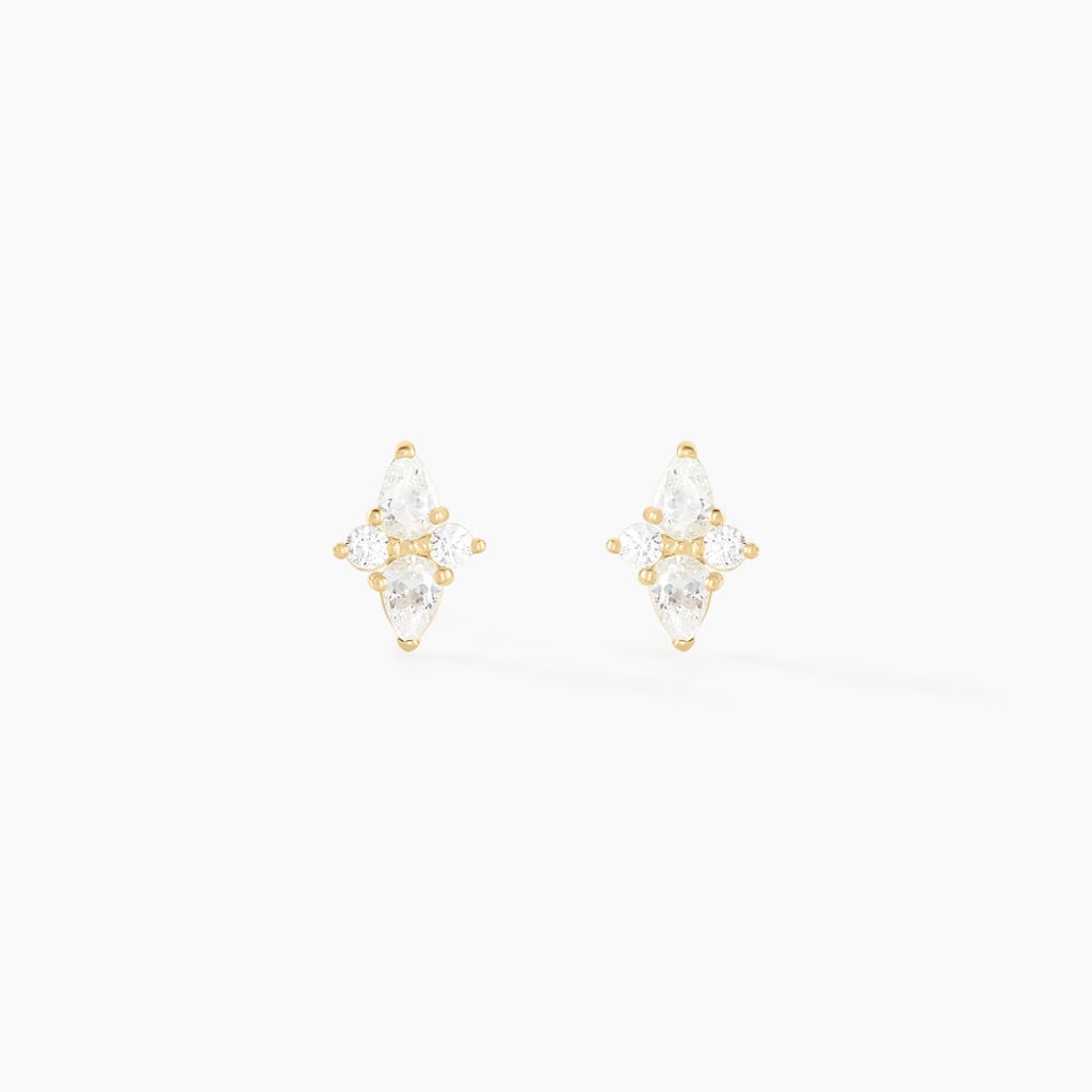 Boucles D'oreilles Puces Titty Or Jaune Oxyde De Zirconium - Boucles d'oreilles empierr&eacute;es Femme | Histoire d&rsquo;Or