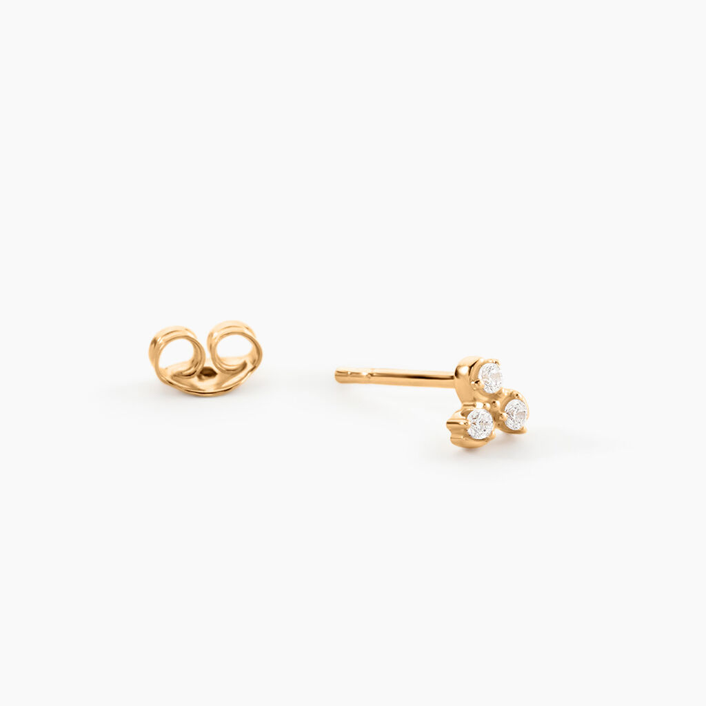 Boucles D'Oreilles Puces Marinette Plaqu&eacute; Or Jaune Oxyde De Zirconium - Boucles d'oreilles empierr&eacute;es Femme | Histoire d&rsquo;Or