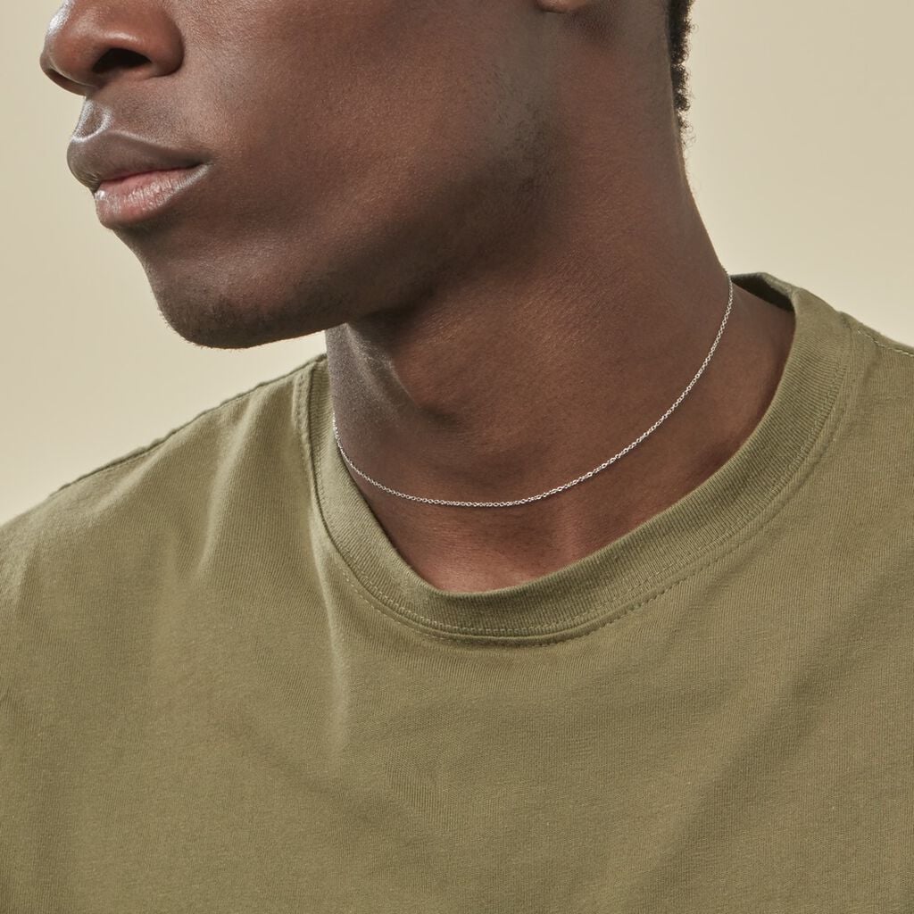 Cha&icirc;ne Ilan Maille For&ccedil;at Ronde Or Blanc - Chaines Unisex | Histoire d&rsquo;Or