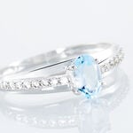 Bague Solitaire Tahyss Or Blanc Topaze Et Oxyde De Zirconium - Bagues de fian&ccedil;ailles ovale Femme | Histoire d&rsquo;Or